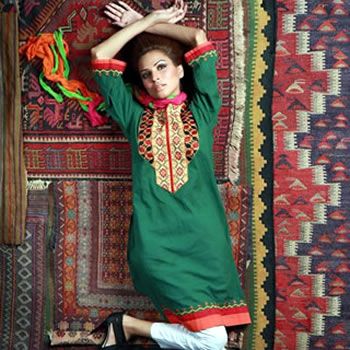Embroidered Green Kurta