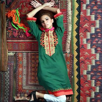 Embroidered Green Kurta