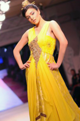 Hot Model With Bold Yellow Dress