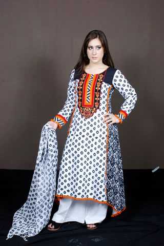 Sweet Pakistani Model in White & Black Dress