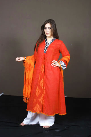 Cute Pakistani Model in Orange Dress