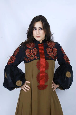Beautiful Pakistani Model in Two Tone Dress
