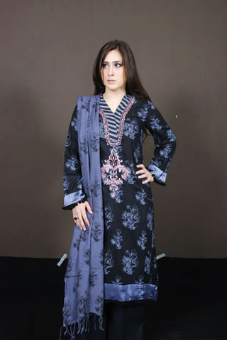 Desi Pakistani Girl in Maria B. Black & Purple Dress
