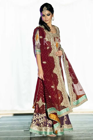 Beautiful Model in Red Bridal Dress