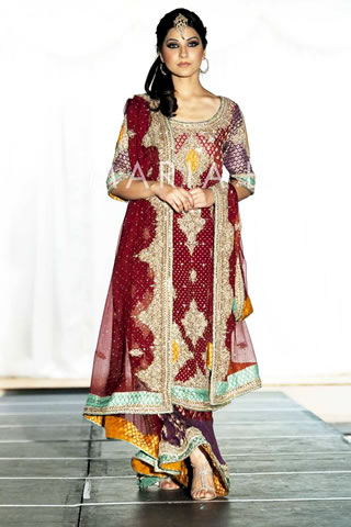 Cute Model in Red Bridal Dress