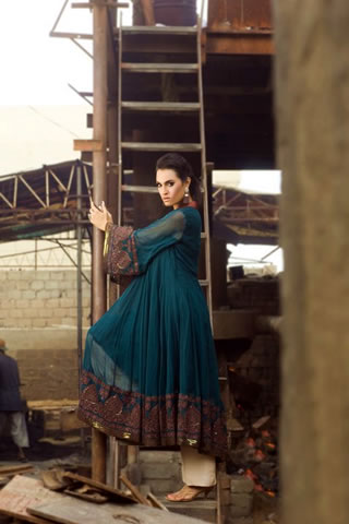 Beautiful Nadia Hussain wearing Dark Blue frock