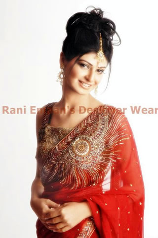 Cute Pakistani Girl in Red Sari by Rani Emman