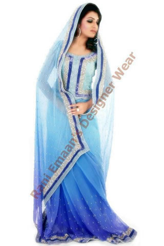 Desi Girl in Two tone sari by Rani Emaan