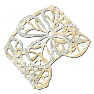 357 Diamond 14K Gold Flower Bangle Bracelet