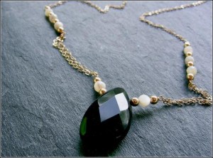 Black Onyx Mother-of-Pearl 14K Gold Fill Necklace