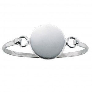 Engraveable Round Plaque Silver Bangle