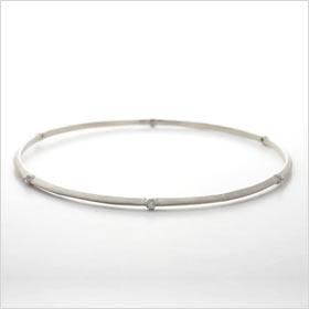 HandMade 14K White Gold Bevel Diamond Bangle