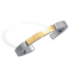 Men's Stainless Steel and 14K Gold Plated Cuff Bracelet