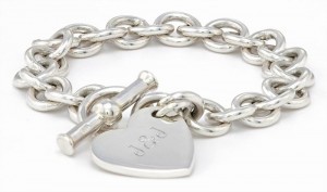 Monogram Heart Tag Silver Bracelet - Free Personalization