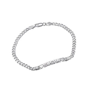 Name and Hearts Silver Bracelet