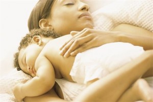 Sleeping Mom With Her Child