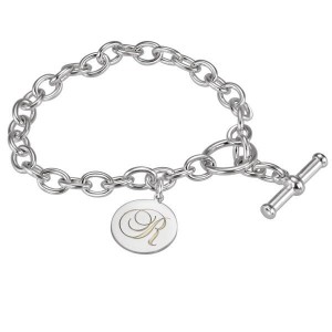 Sterling Silver Name Disc Toggle Bracelet