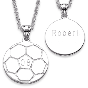 Soccer Necklace on Sterling Silver Personalized Soccer Pendant Necklace