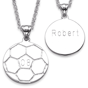 Sterling Silver Personalized Soccer Pendant Necklace