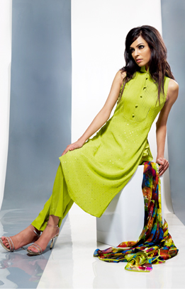 Latest Design Green Dress By Tazeen Hassan