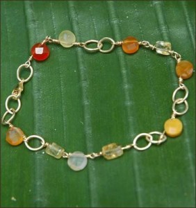 Fire Opals and Citrine on 14K Gold Filled Bracelet