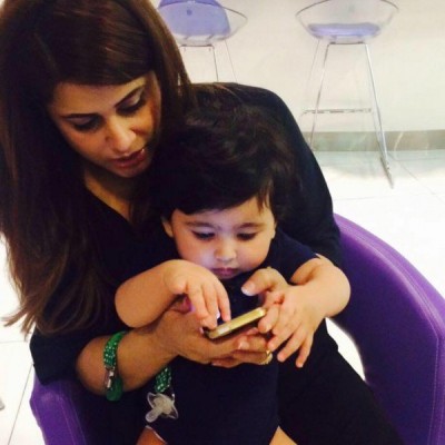Mehreen Raheel with her one year old daughter and two year old son. Mehreen Raheel with her one year old daughter and two year old son.