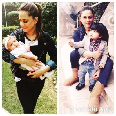 Mehreen Raheel with her one year old daughter and two year old son. Mehreen Raheel with her one year old daughter and two year old son.