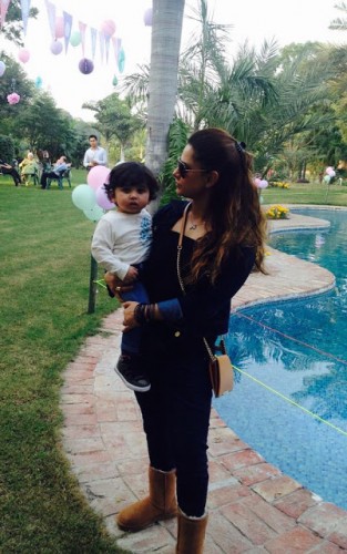 Mehreen Raheel with her one year old daughter and two year old son. Mehreen Raheel with her one year old daughter and two year old son.